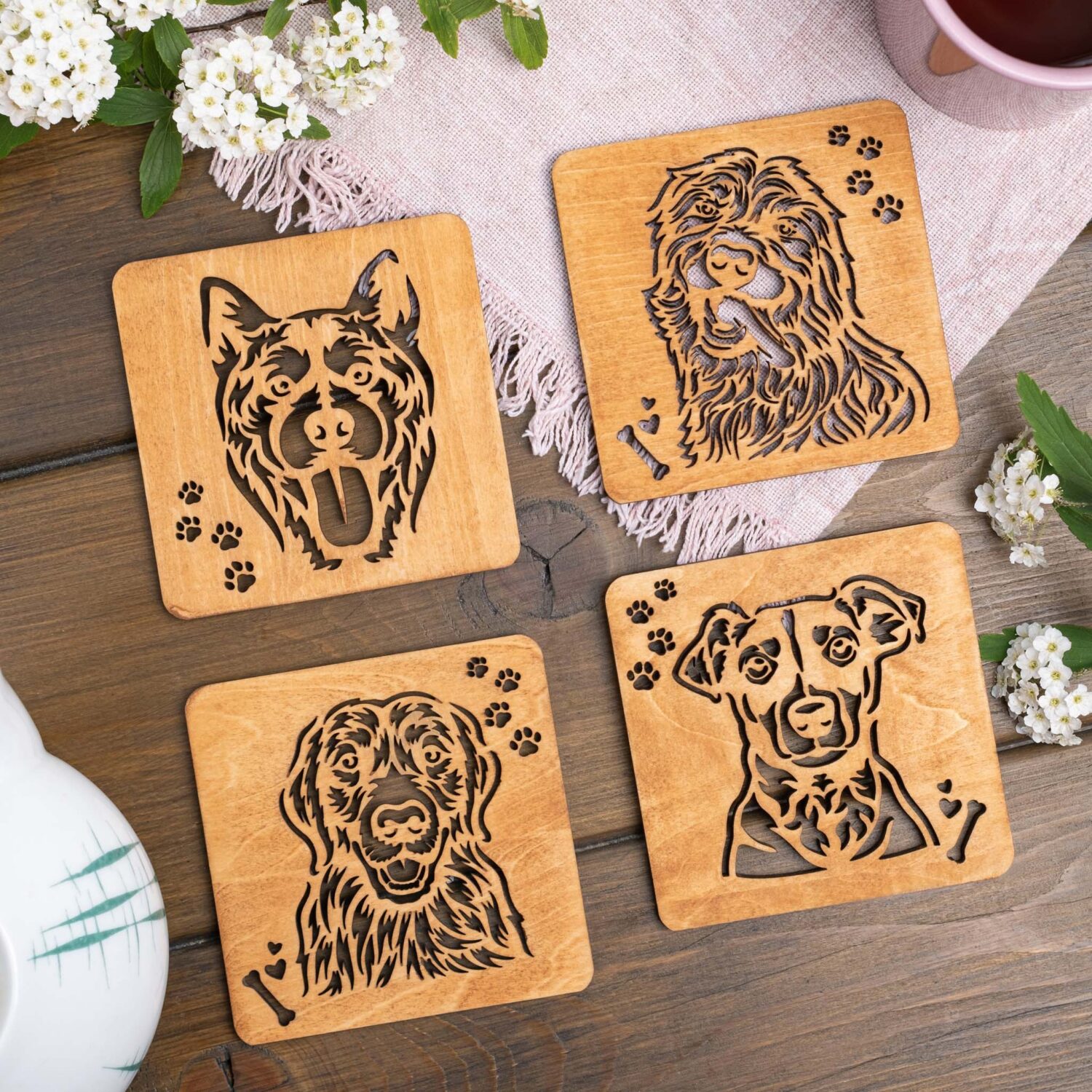 Custom Dog Coasters - Set of 4