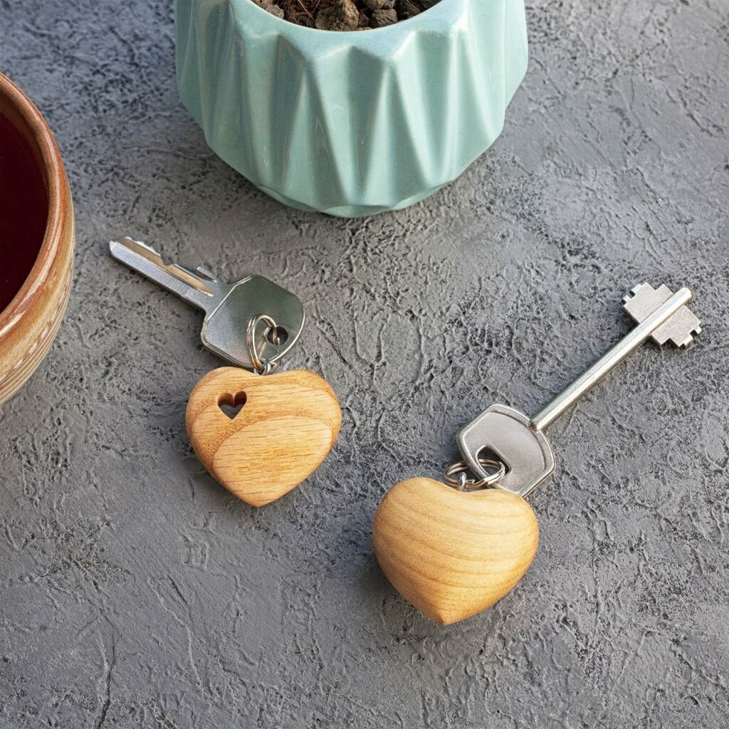 Perfect Heart Wood Keychain
