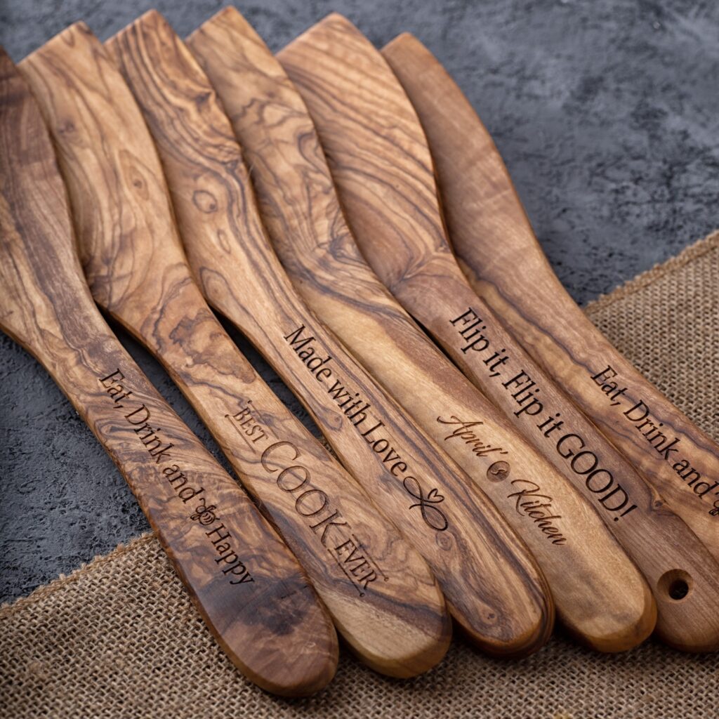 Handcrafted personalized wooden kitchen spatulas