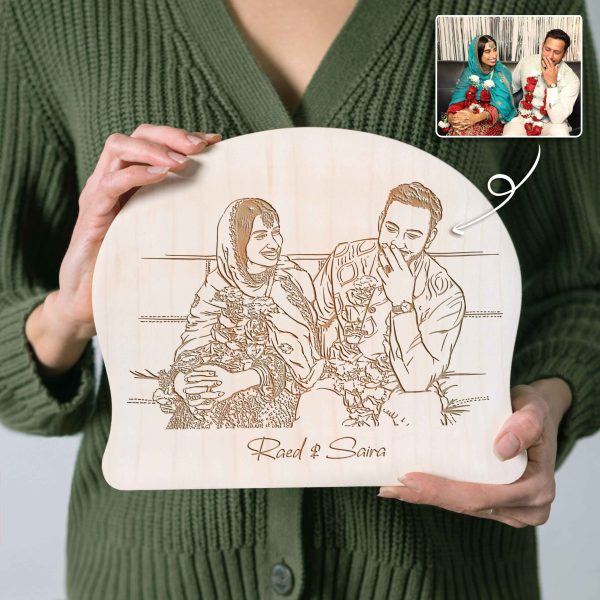 Personalized Photo Sketch on Wood Plaque