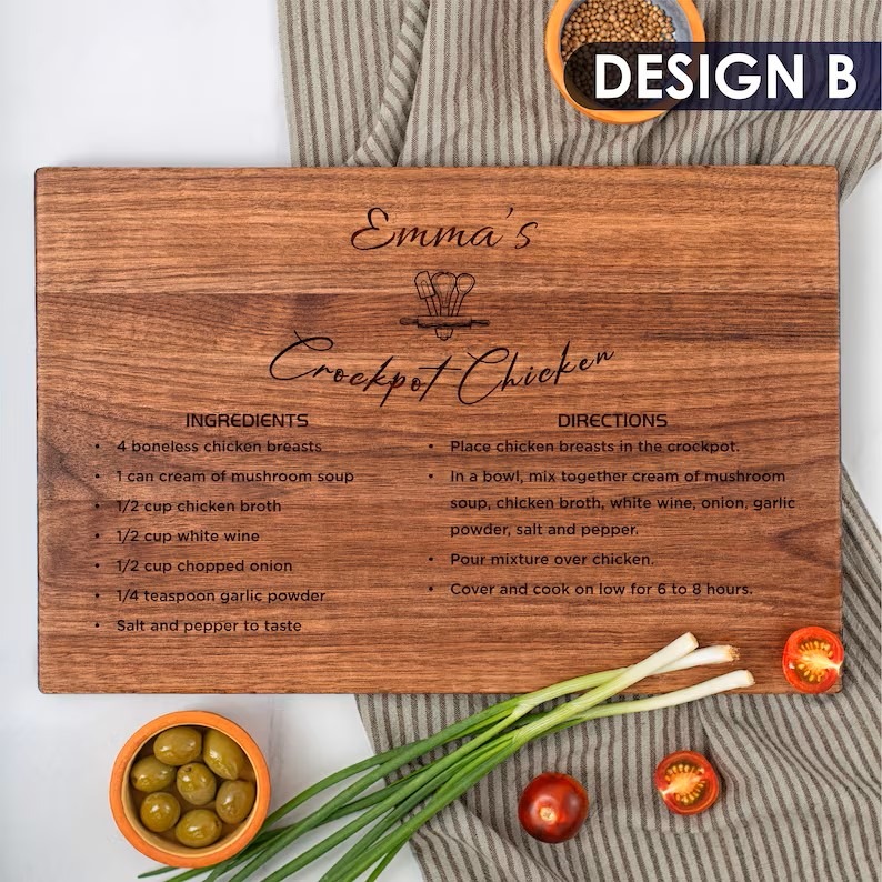 Digital wood cutting board for recipe organization