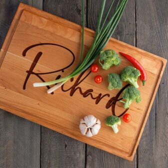 A personalized wooden cutting board as good house warming gifts