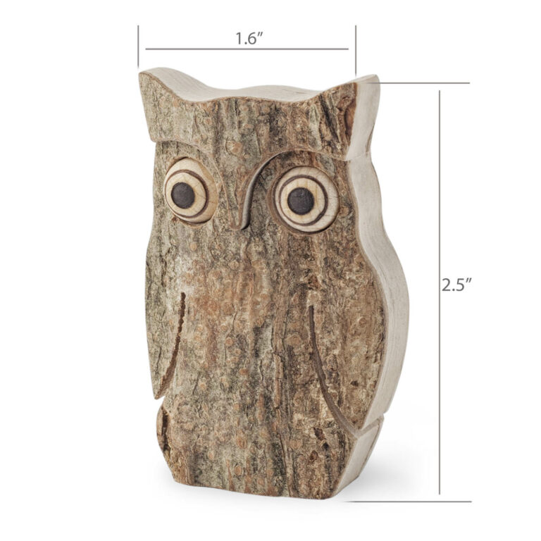 Wooden Owl Figurine for Room Decorations - Forest Decor