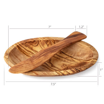 Wood Butter Dish with Butter Knife (2 Pc. Set)