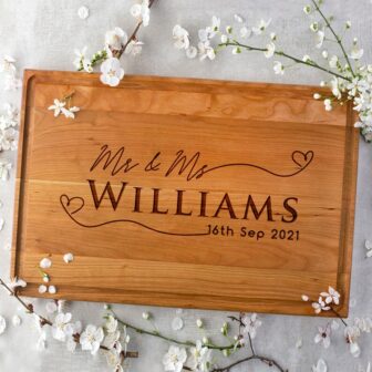 Engraved Cutting Board for Couple with Hearts