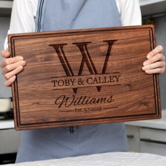 Monogrammed Cutting Board for Wedding Couple