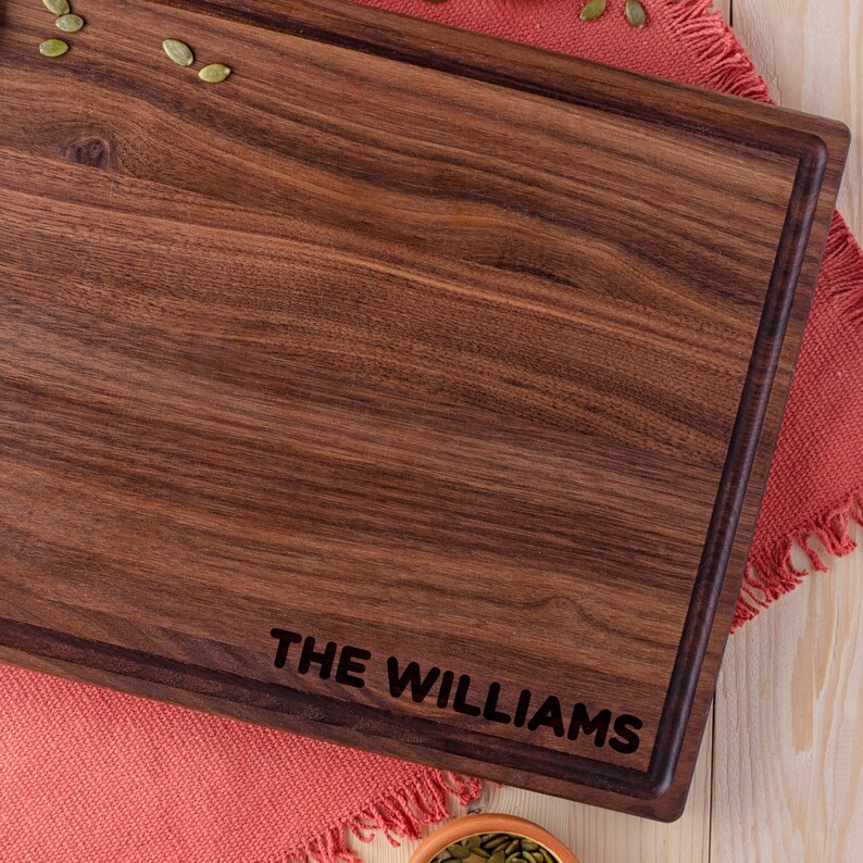 Personalized Family Name Cutting Board as personalized home gift