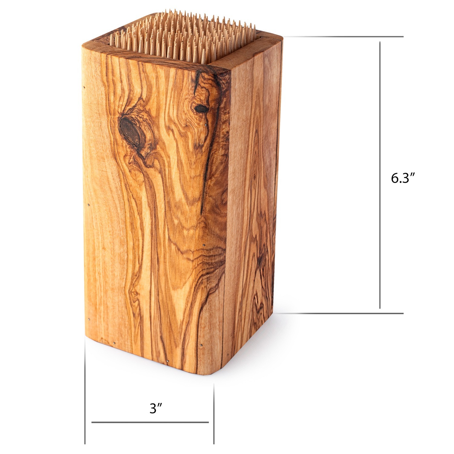 Slotless Olive Wood Knife Block - Forest Decor