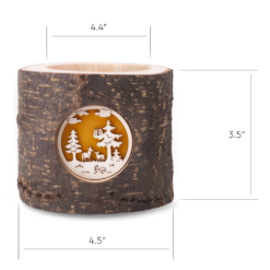 Wood Tealight Candle Holder with Wildlife Scene