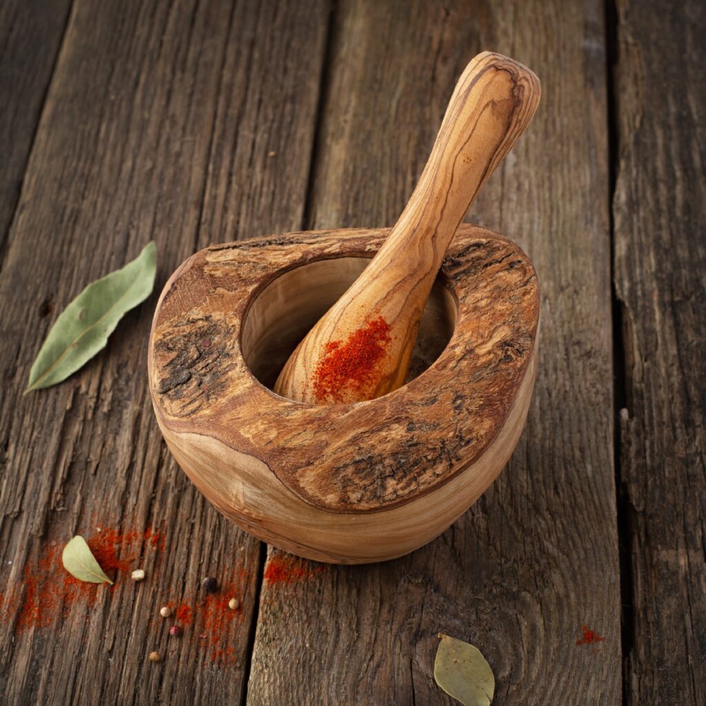Rustic Wooden Mortar and Pestle