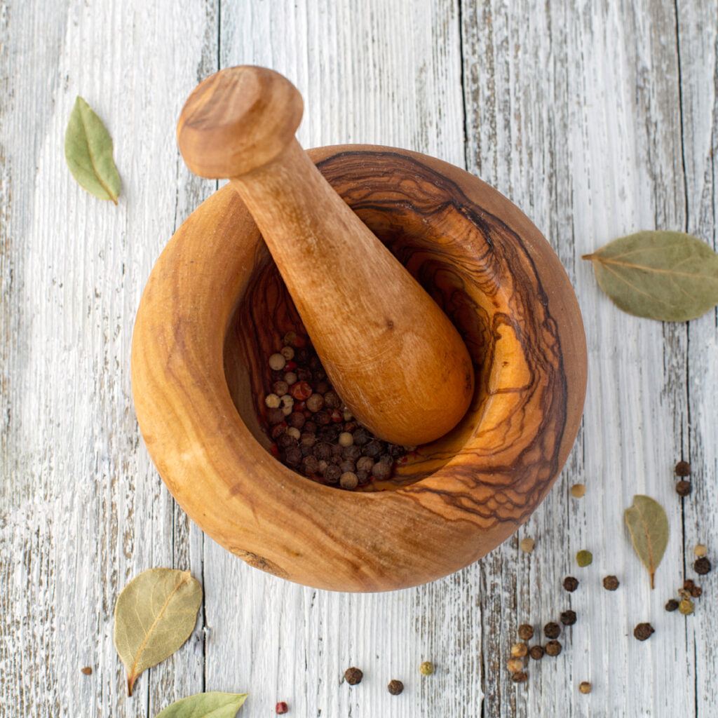 Wooden Mortar and Pestle Set - Round (Large)