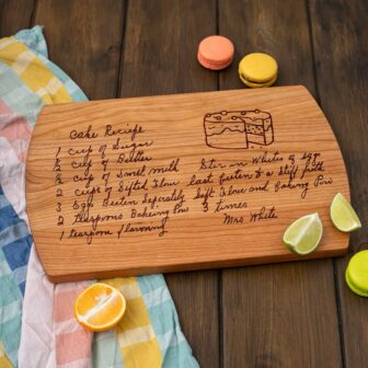 Artisanal wooden recipe cutting board with custom engraving