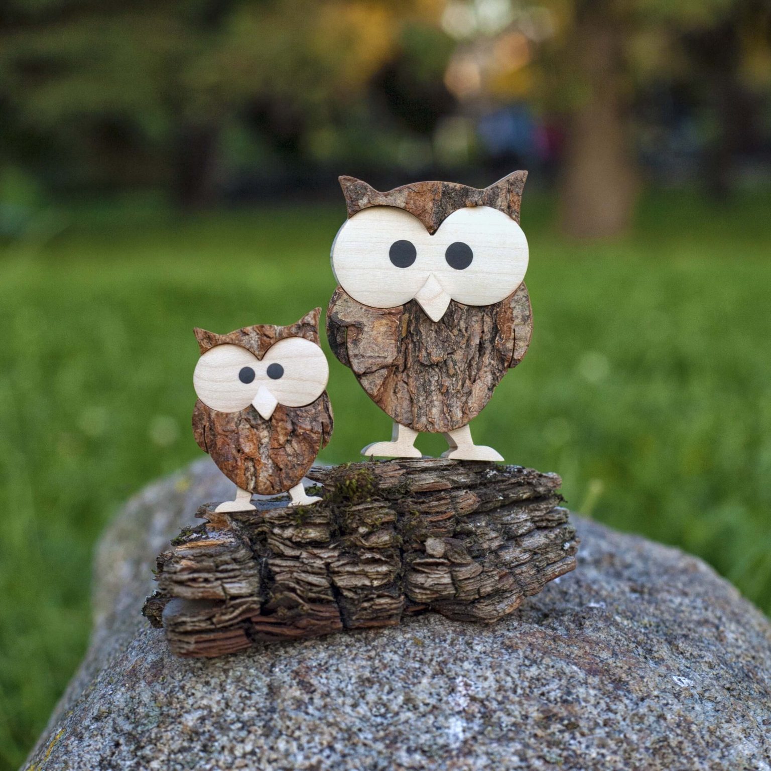 Wooden Owl Figurine & Rustic Owl Decor for Wall and Shelf - Forest Decor