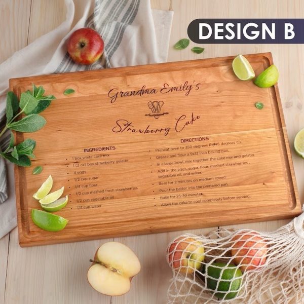 Recipe wooden cutting board with digital display