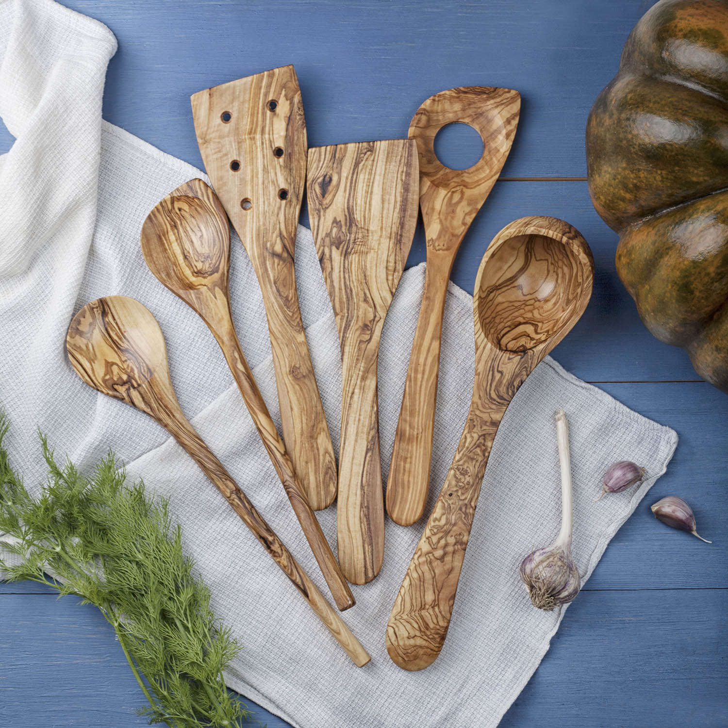 Kitchen Utensils Set with Holder and Spoon Rest - Includes Wooden Spoons  for Cooking Safely: Sauce Spoon, Spatula, Soup Ladle, Salad Spoon and Fork  