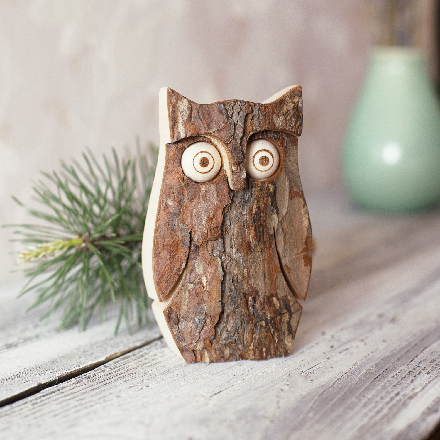 Handcrafted Wood Owl
