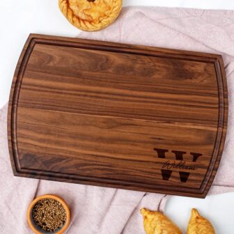 Wooden monogram cutting board with personalized engraving