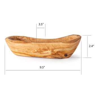 An image of a wooden bowl with measurements.