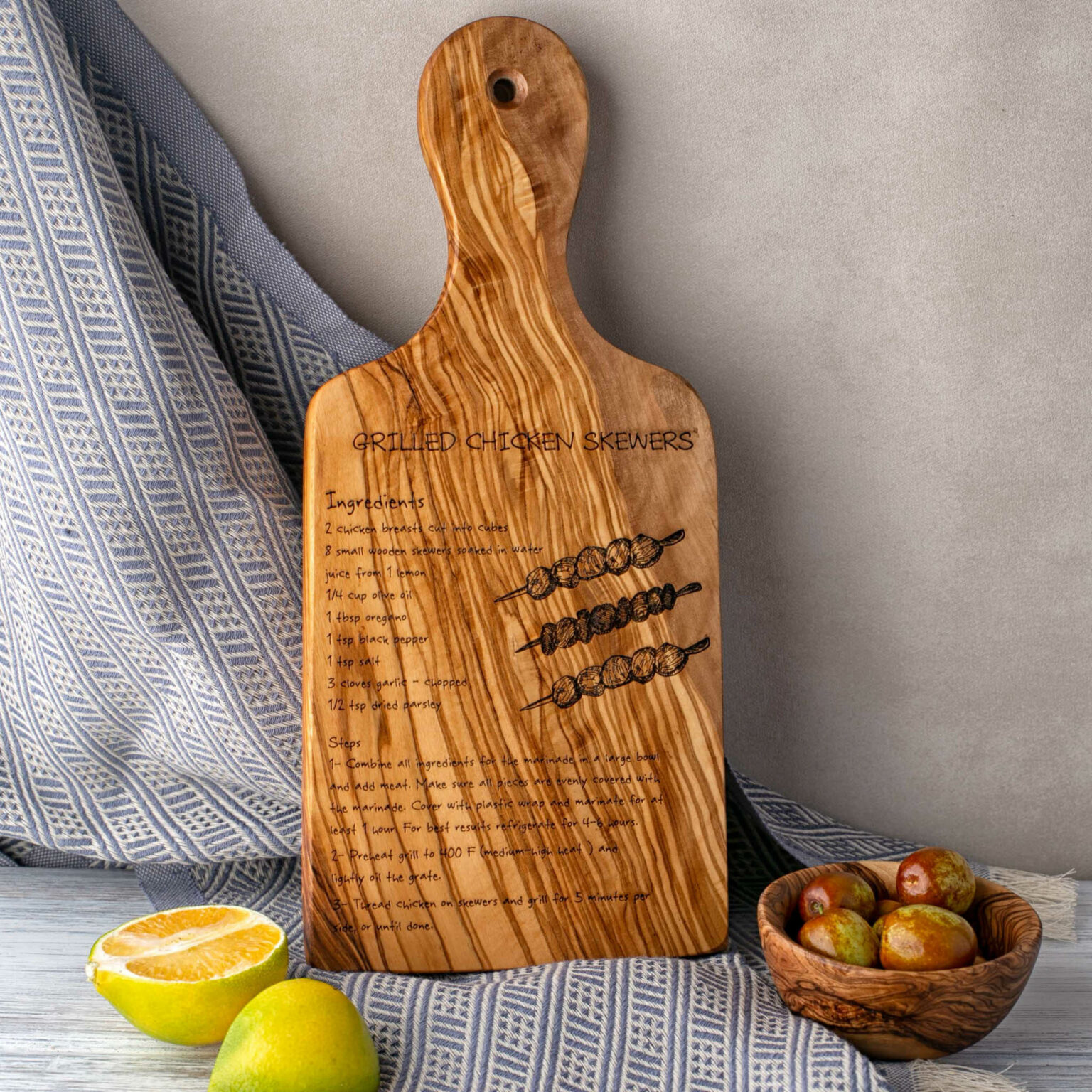 Wooden Recipe Engraved Cutting Charcuterie Board - Forest Decor