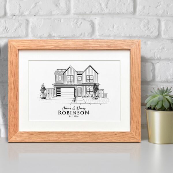 Custom House Line Drawing - Personalized Realtor Closing Gift