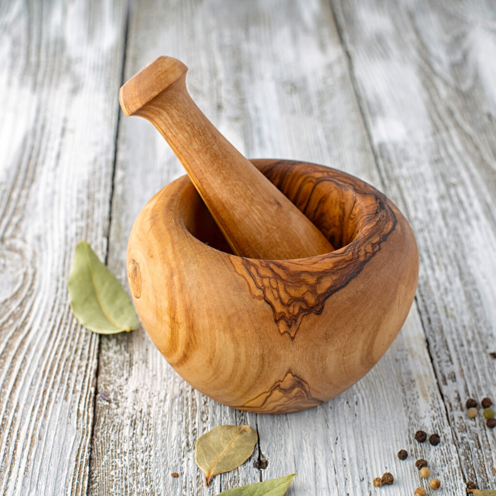 Wood Mortar and Pestle Set - Round (Large)