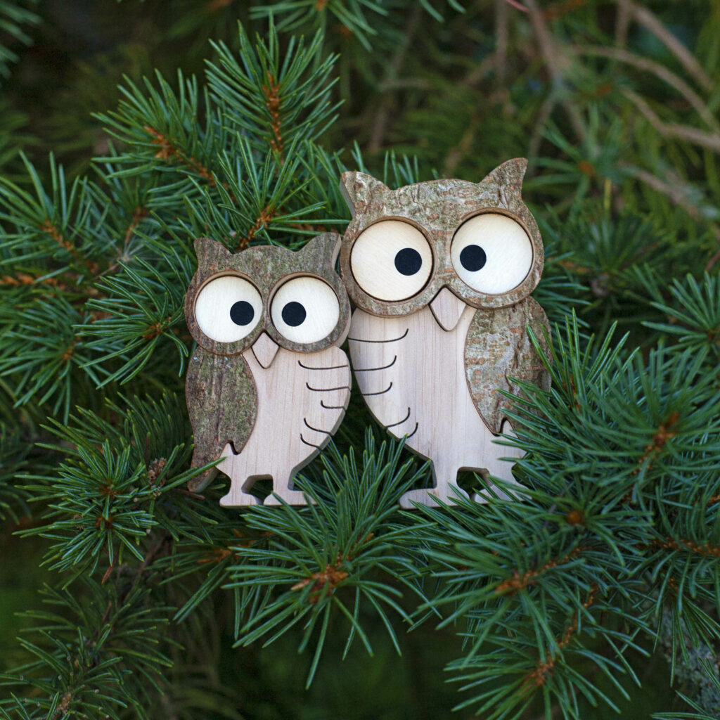 Handcrafted Wood Owls