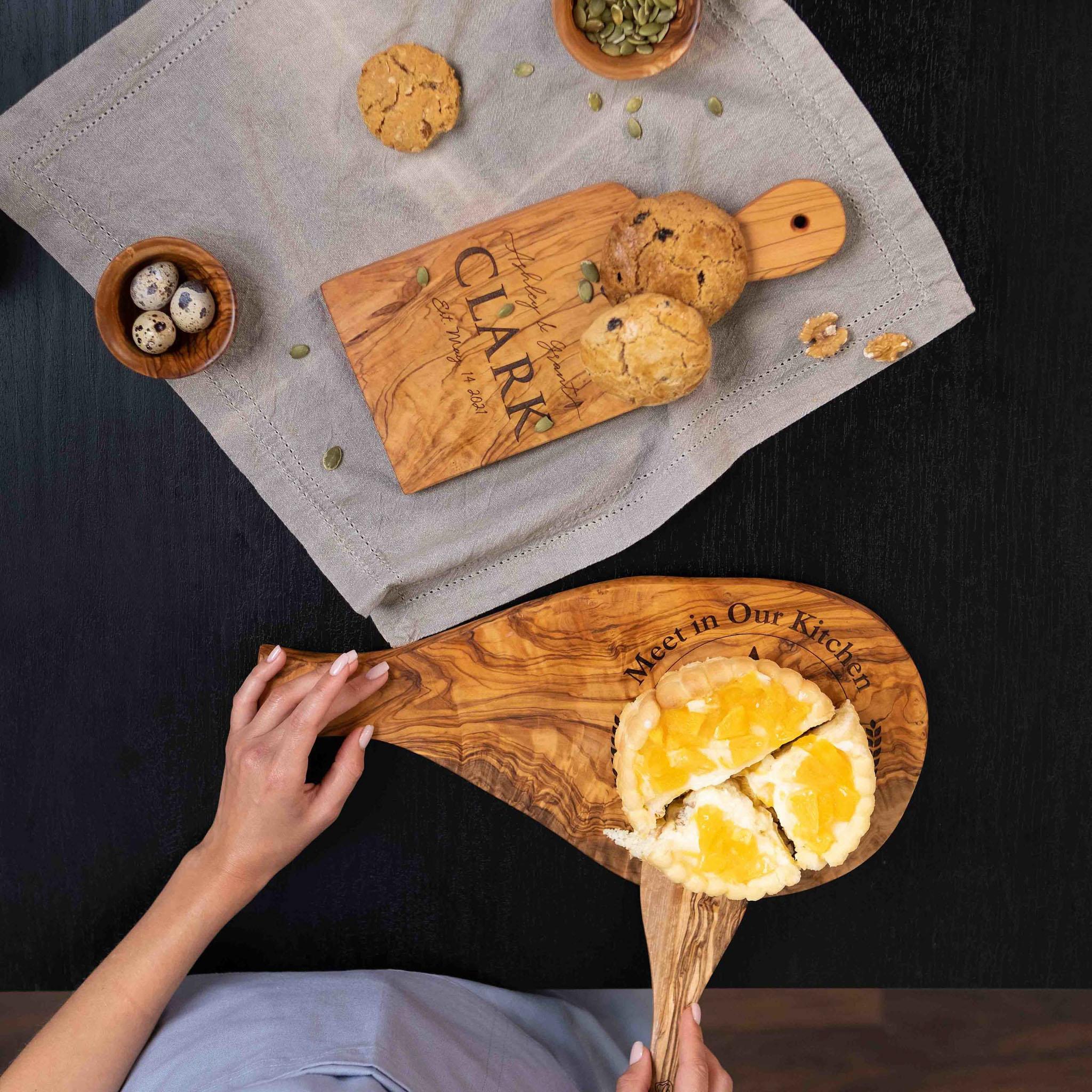 Personalized Olive Wood Serving Charcuterie Board – 15″