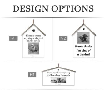 A picture of a dog house with different design options.