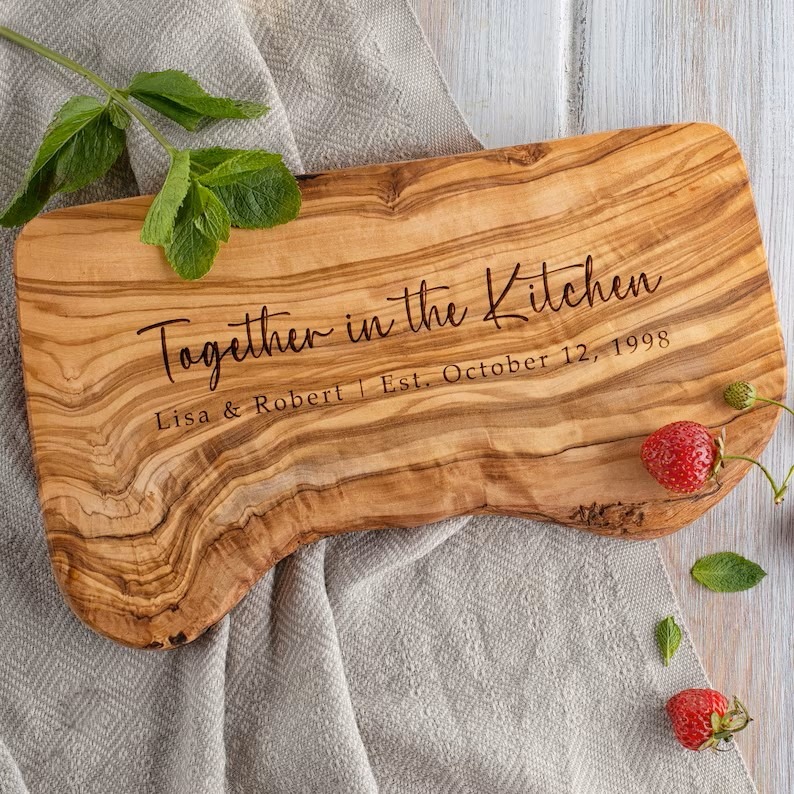 Personalized live edge wooden charcuterie server