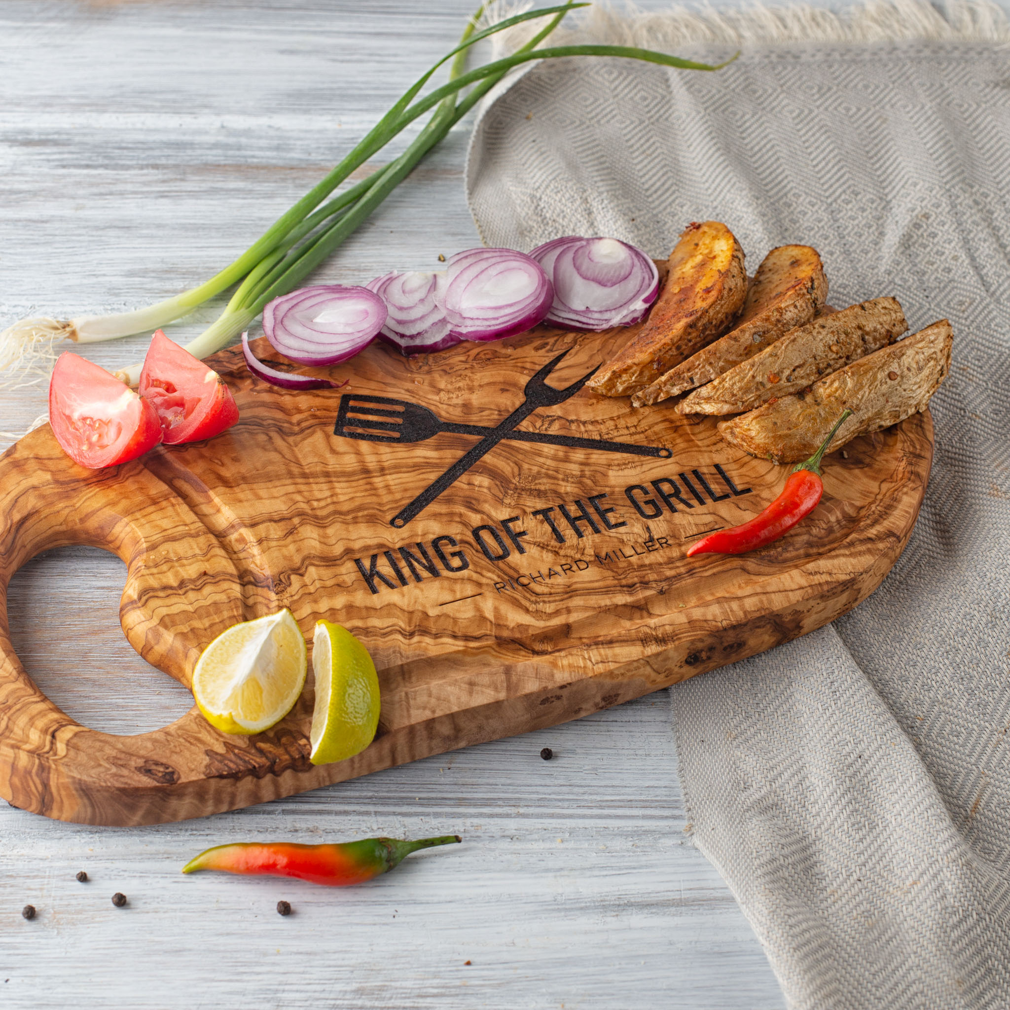 Personalized Grill Cutting Board  BBQ Olive Wood Cutting Board