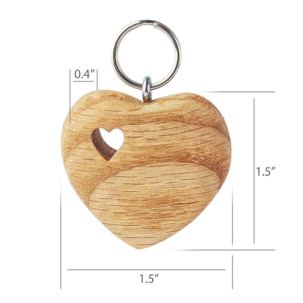 Wood Heart Shaped Keychains
