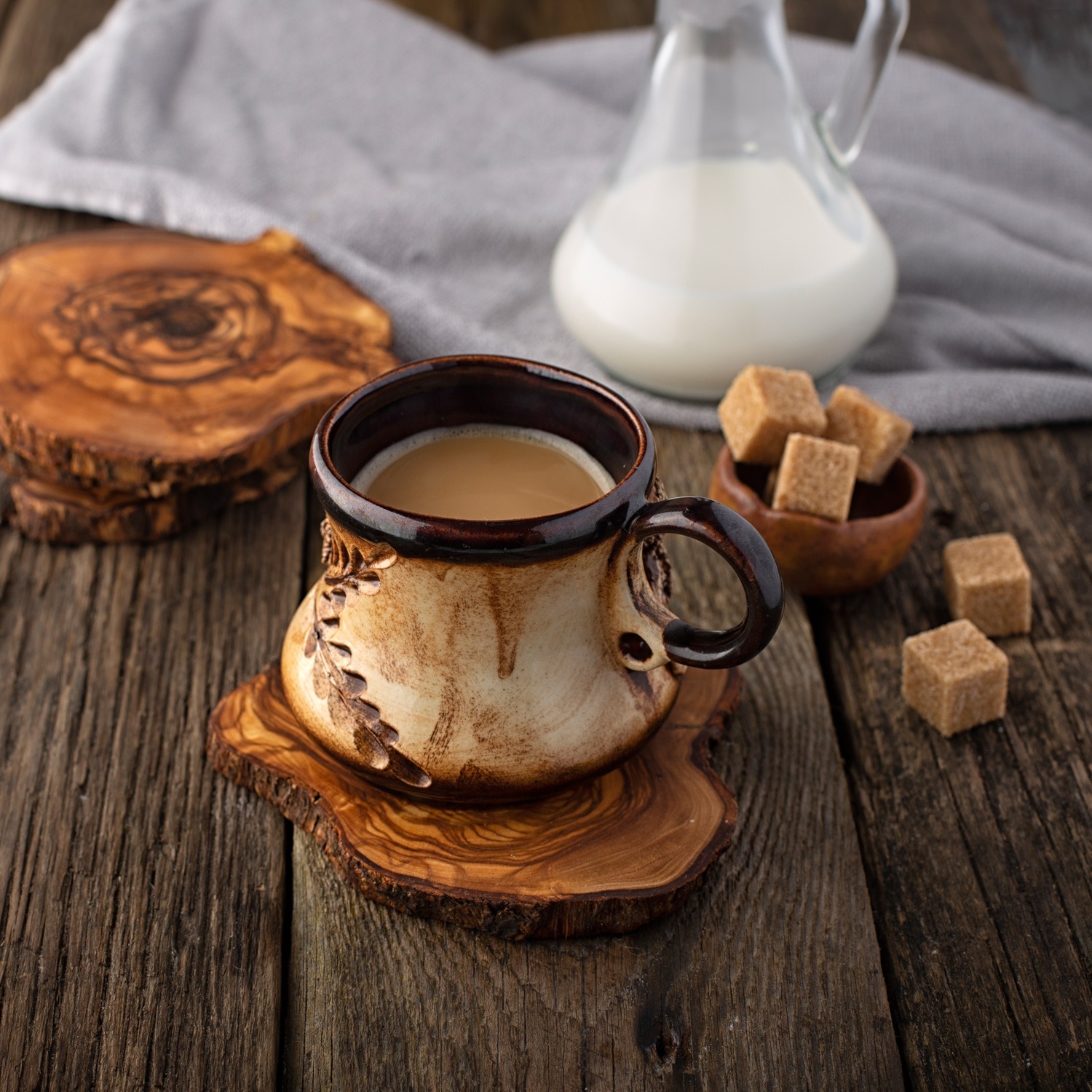 Olive Wood Round Coasters Set of 4 – Sercy+Co