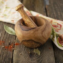 Wood Mortar and Pestle Set - Round