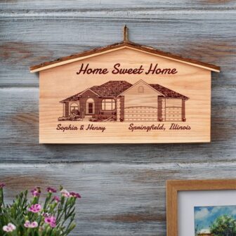 Home sweet home wooden sign.