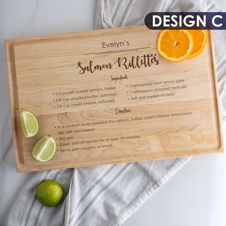 Personalized digital recipe cutting board.