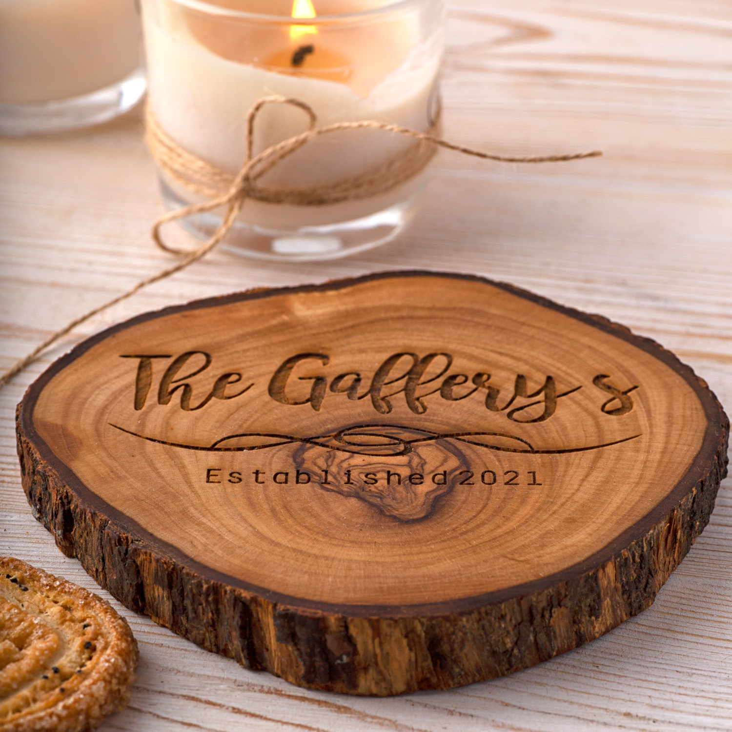 Personalized Wood Engraved Round Coasters Set