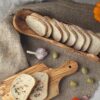 Wooden Bread Bowl & cutting board with bread