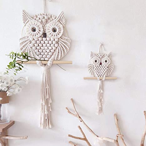 Two-Piece Owl Macrame Wall Hanging