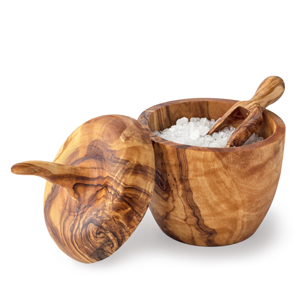Salt Pot with lid and scoop spoon