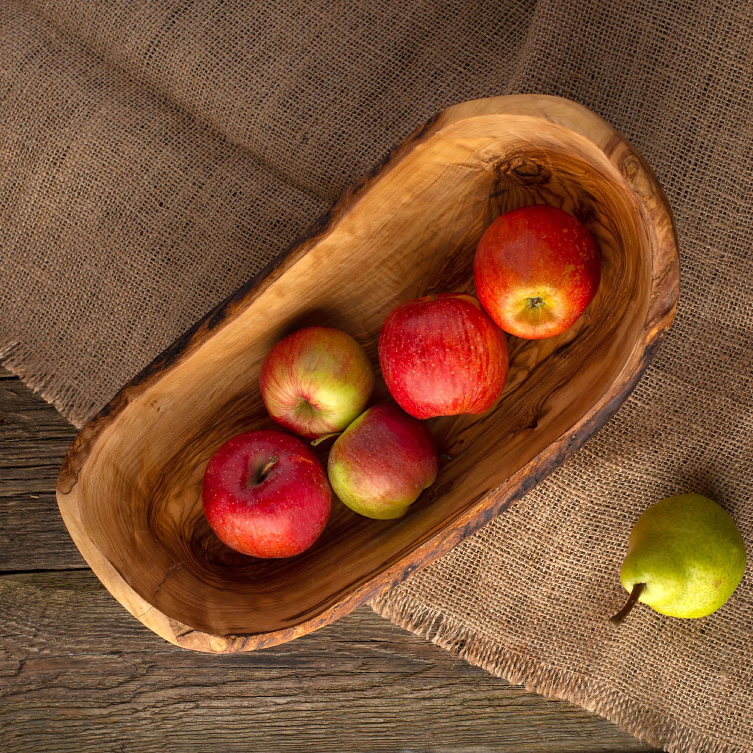 Large Olive Wood Fruit Bowl - Oval