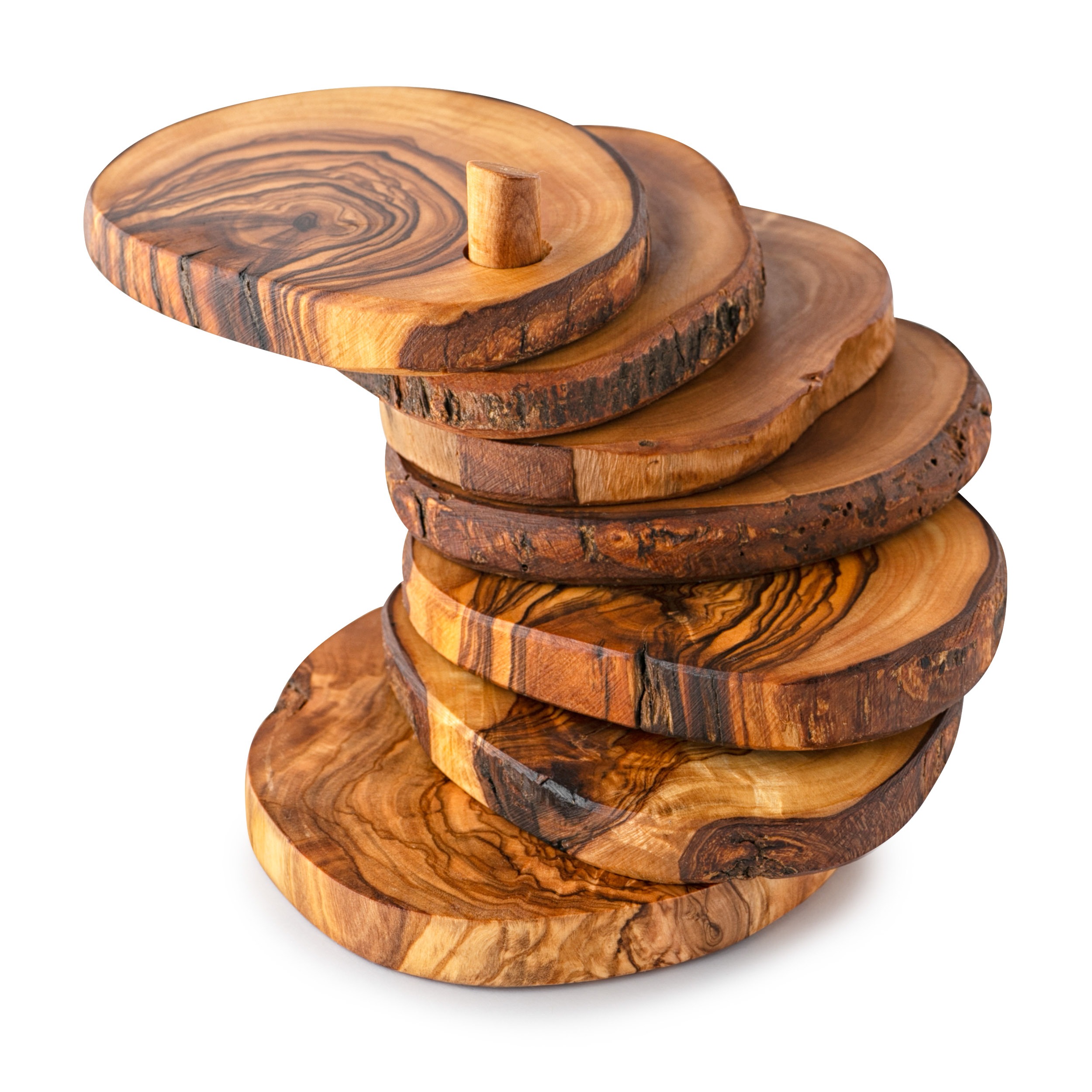 Olive Wood Coaster Set