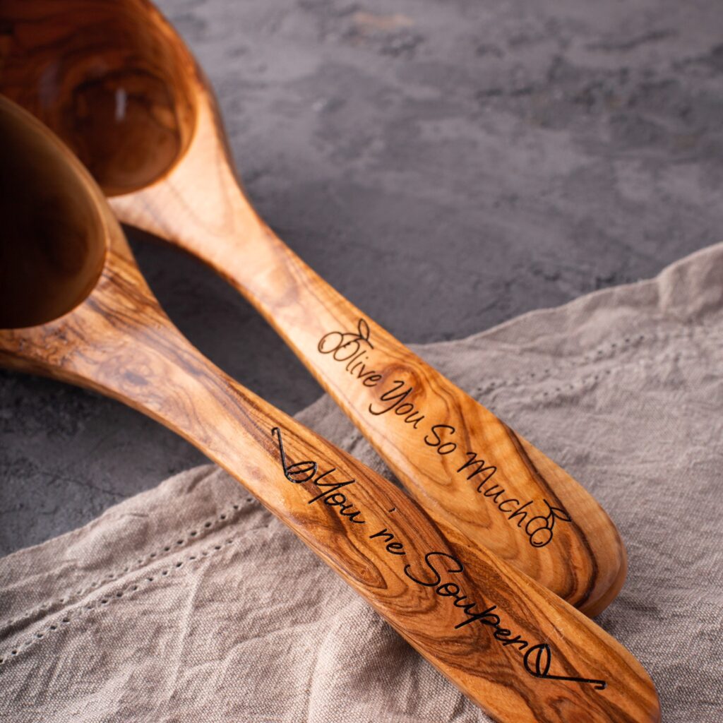 Customized engraved wood soup ladle