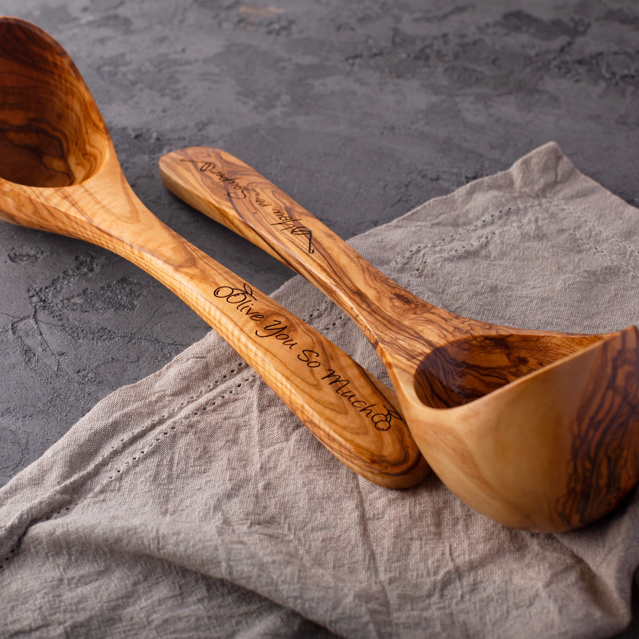 Personalized Olive Wood Ladle  Chili Cook Off Prices - Forest Decor