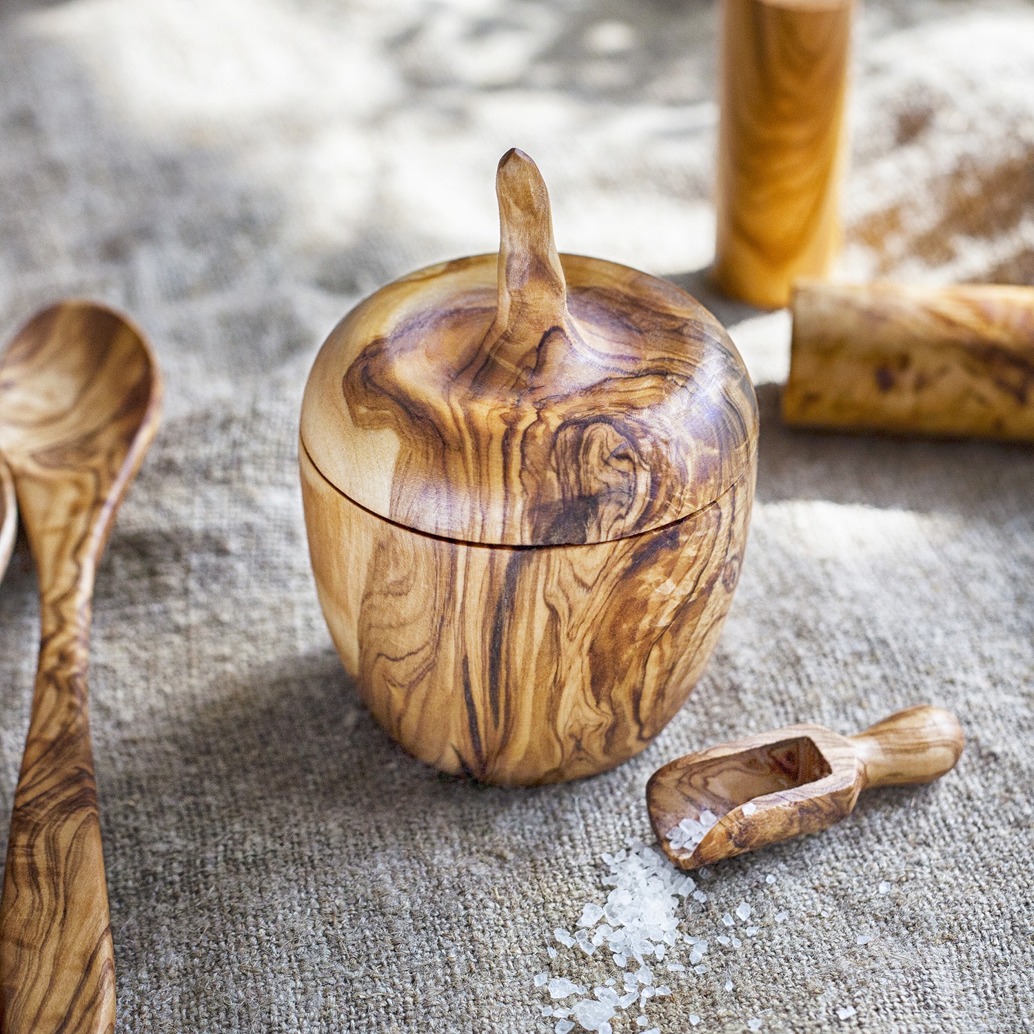 Handcrafted Olive Wood Spoon Rest and Coffee Scoop