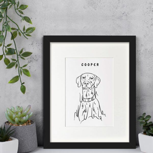Custom Pet Line Art Portrait - Framed Art Gift