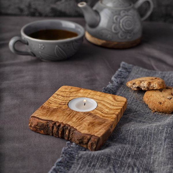 Live Edge Olive Wood Candle Holder