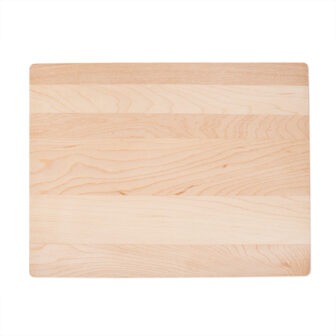 Wooden cutting board isolated on white background.