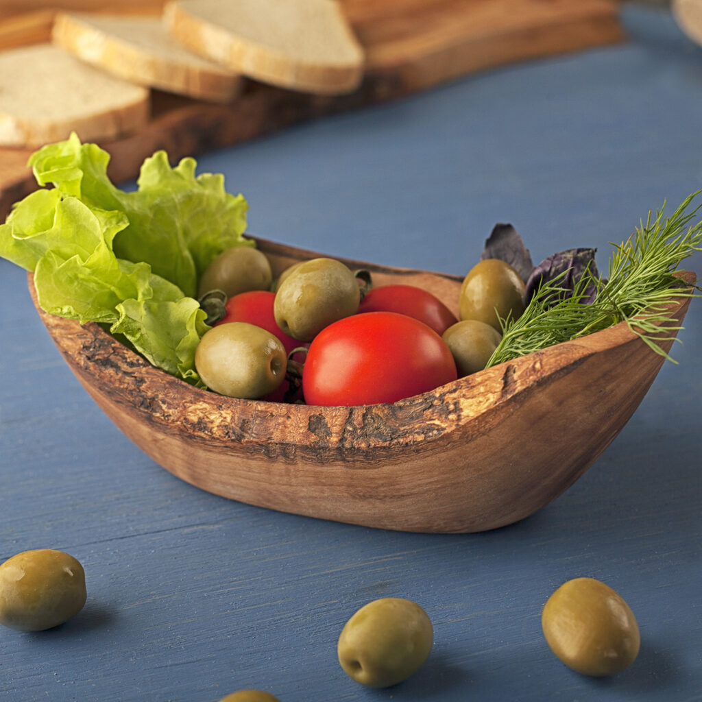 Wooden Snack Bowl with vegetables