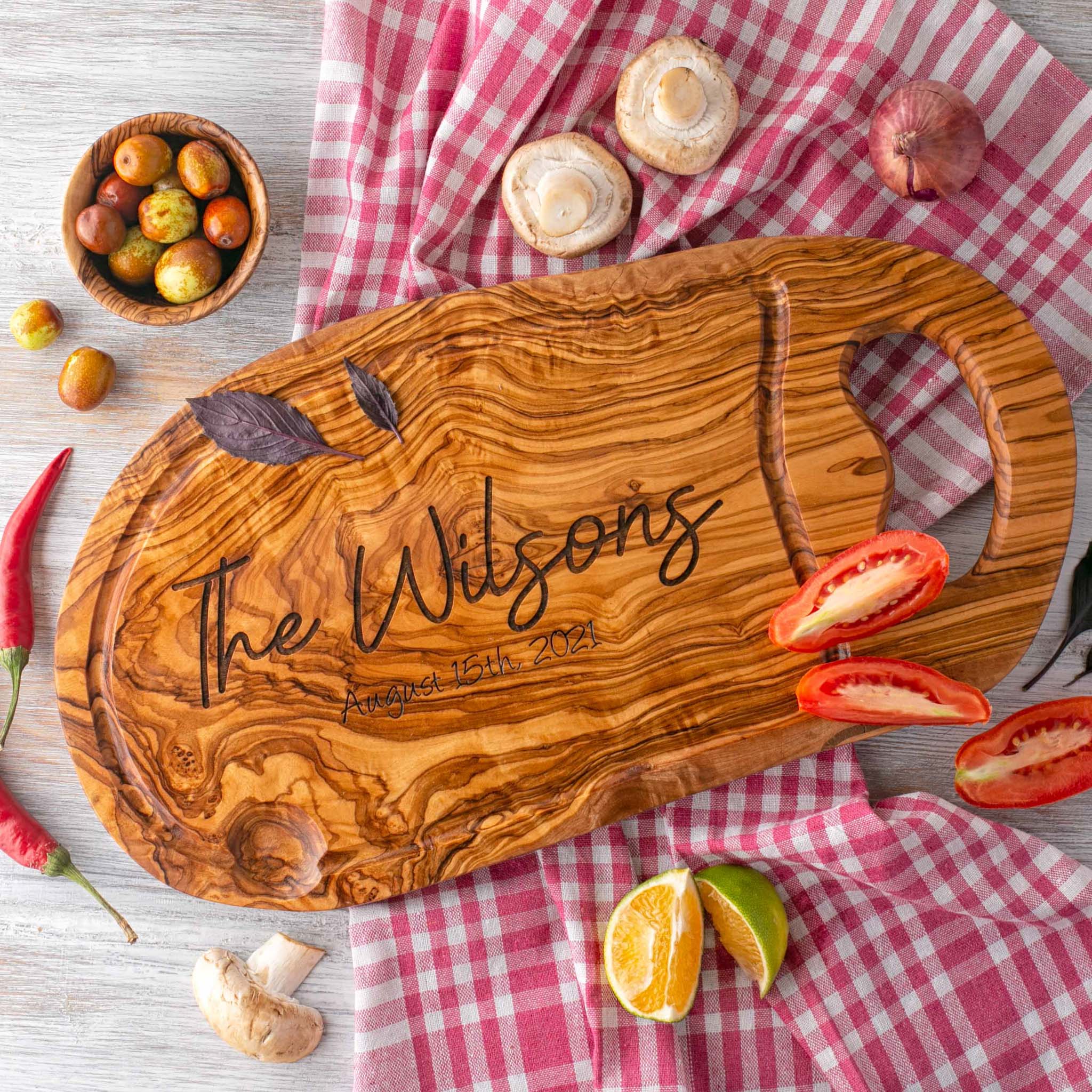 Olive Wood Custom Recipe Steak Cutting Board, 18 Wooden Charcuterie Board,  Engraved Chopping & Cheese Board 