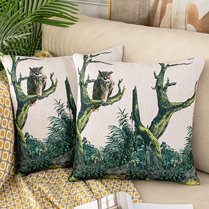 Burlap Owl Pillow Covers